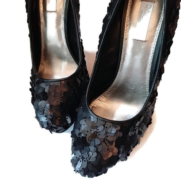 black bagettes Keedan sculptured modern sculptural platform high heels sz 6.5 - Picture 4 of 10